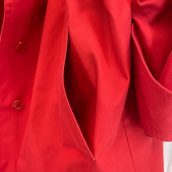 London Fog Collared Trench Coat Long Red Women’s Size 14-M - Picture 4 of 16